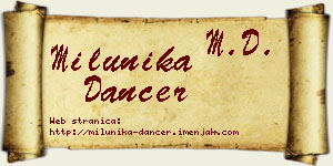 Milunika Dancer vizit kartica